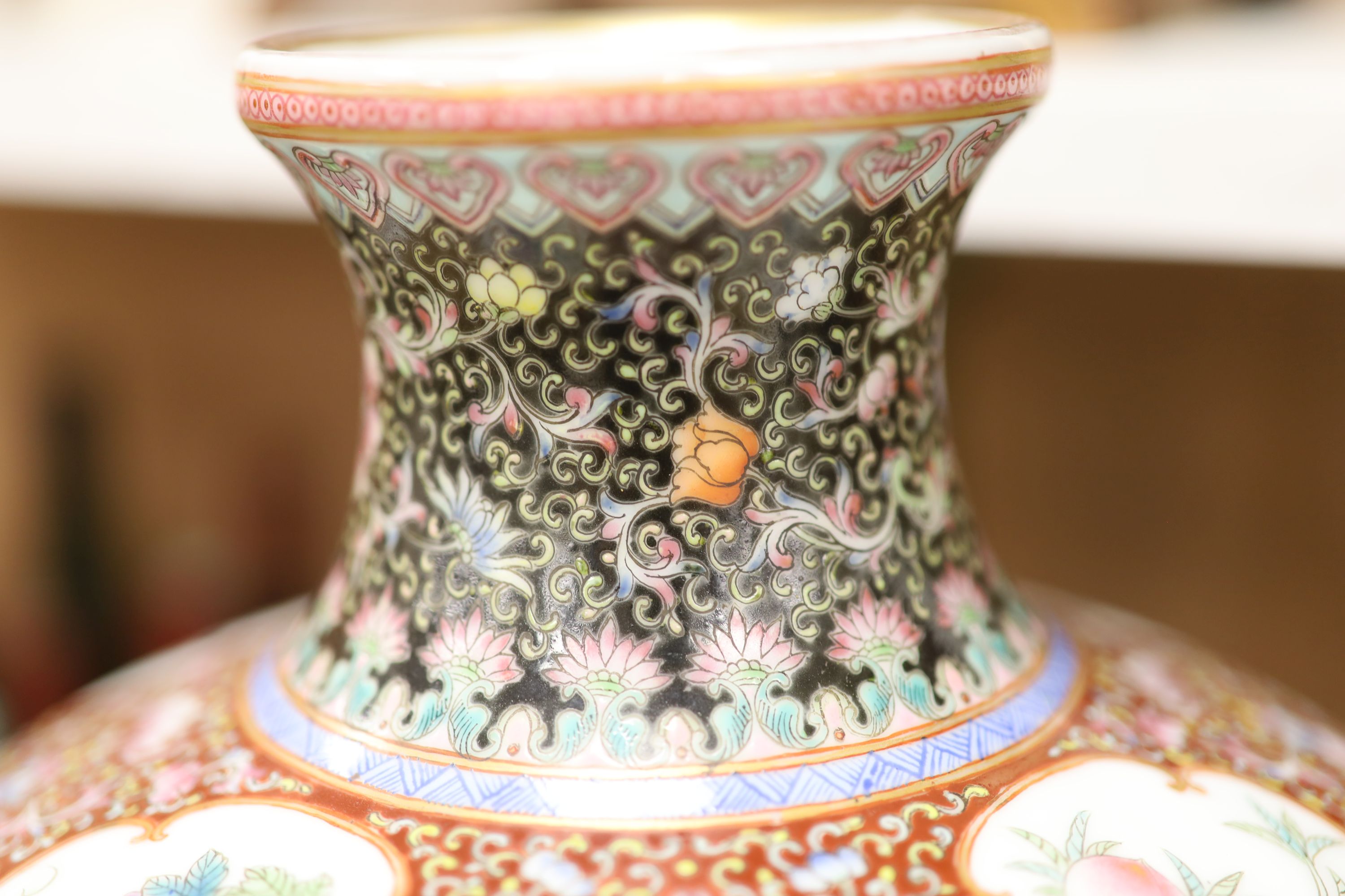 Two 20th century Chinese vases, one famille noire, height 50cm